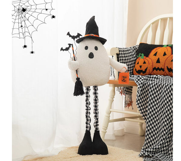 38"H Lighted Halloween Fabric Ghost Standing Decor