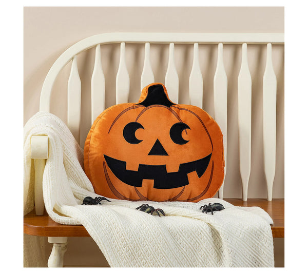 16"L Fall & Halloween Double Sided Pumpkin Pillow